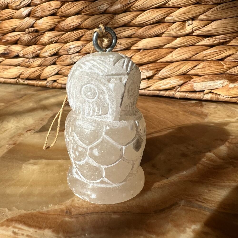 Stone Engraved White Owl